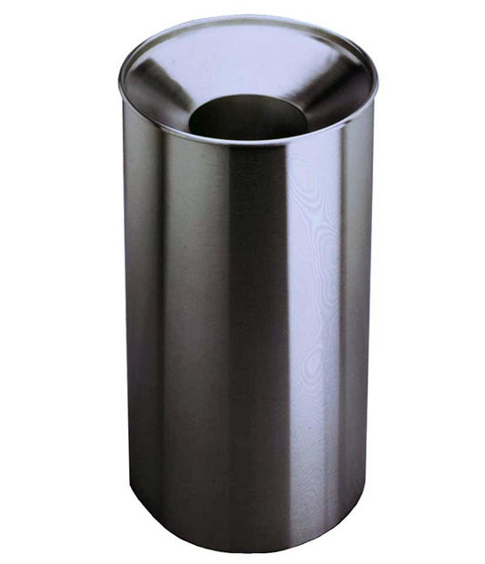 The Bobrick B-2400 is a 33-gallon floor-standing waste receptacle in stainless steel.