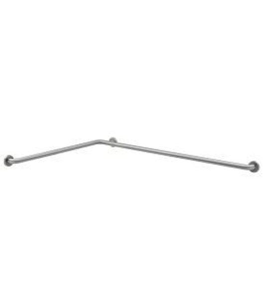 The Bobrick B-5837 is a two-wall grab bar for a tub or shower compartment that is stainless steel with a satin finish.