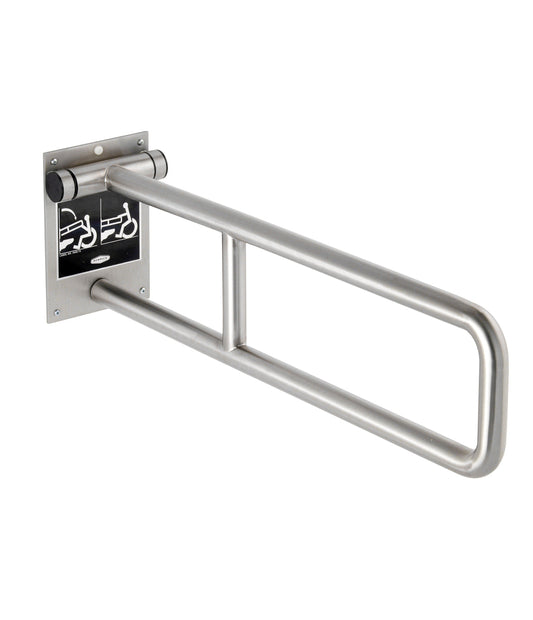 The Bobrick B-4998 is one of our ADA wall-mounted swing up grab bars in stainless steel with a satin finish.