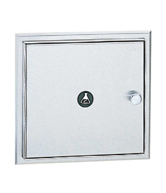 The Bobrick B-505 is a recessed specimen pass-thru cabinet in stainless steel.