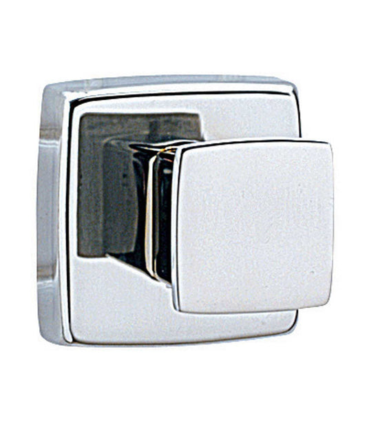 The Bobrick B-671 is a single robe hook in stainless steel with a bright polished finish.