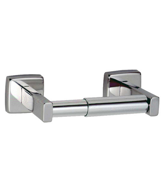 The Bobrick B-685 is a surface-mounted toilet tissue dispenser in bright-polished stainless steel.