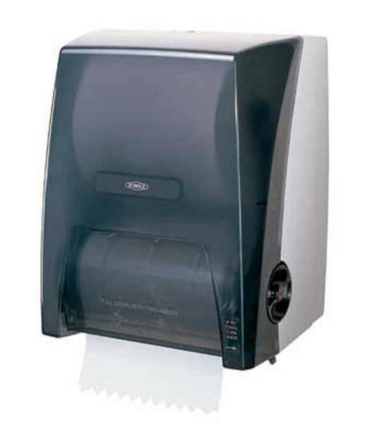 The Bobrick B-72860 is a surface-mounted touch-free roll paper towel dispenser in durable plastic.