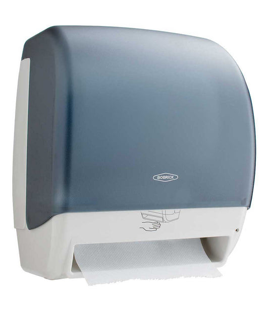 The Bobrick B-72974 is a surface-mounted automatic roll paper towel dispenser in durable plastic.