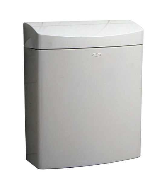 The Bobrick B-5270 is one of our surface-mounted 1.3-gallon feminine hygiene receptacles in grey ABS plastic.