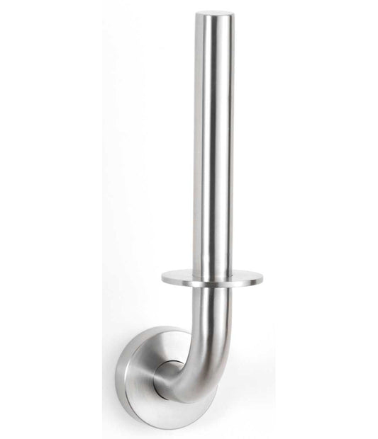 The Bobrick B-541 and B-5416 is a spare toilet roll holder in stainless steel with a satin finish.