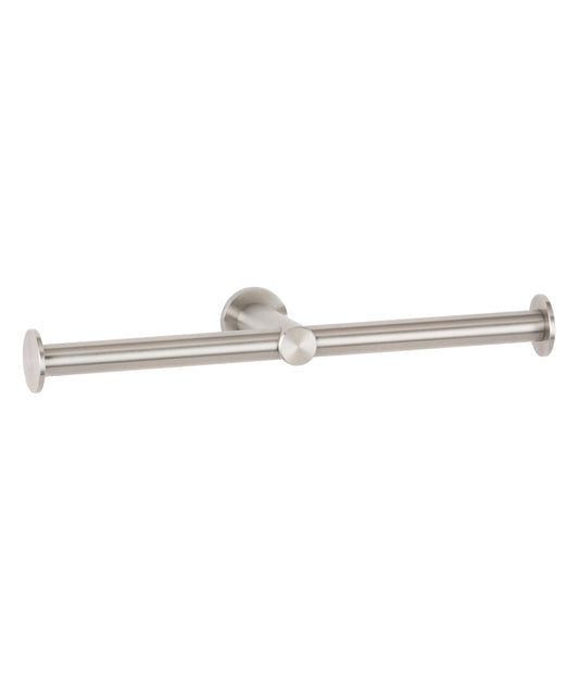 The Bobrick B-9547 is a surface-mounted toilet roll holder in stainless steel with a satin finish.