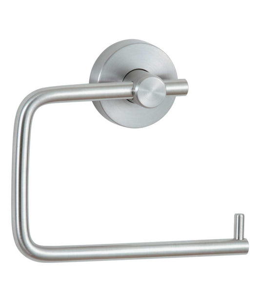 The Bobrick B-543 is a surface-mounted toilet paper roll holder in stainless steel with a satin finish.