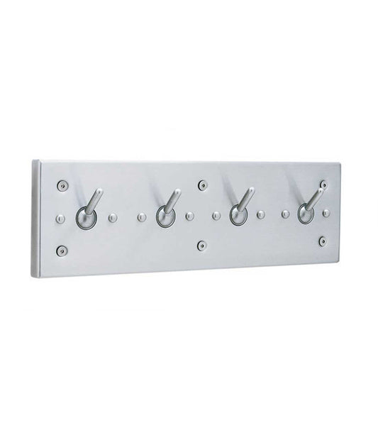 The Bobrick B-985 is a vandal-resistant clothes hook strip in stainless steel with a satin finish.