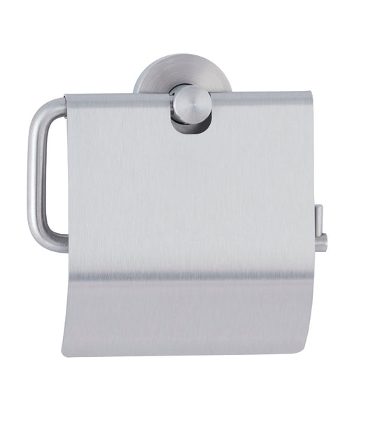 The Bobrick B-546 is a surface-mounted bathroom tissue dispenser with a hood in a satin finish.