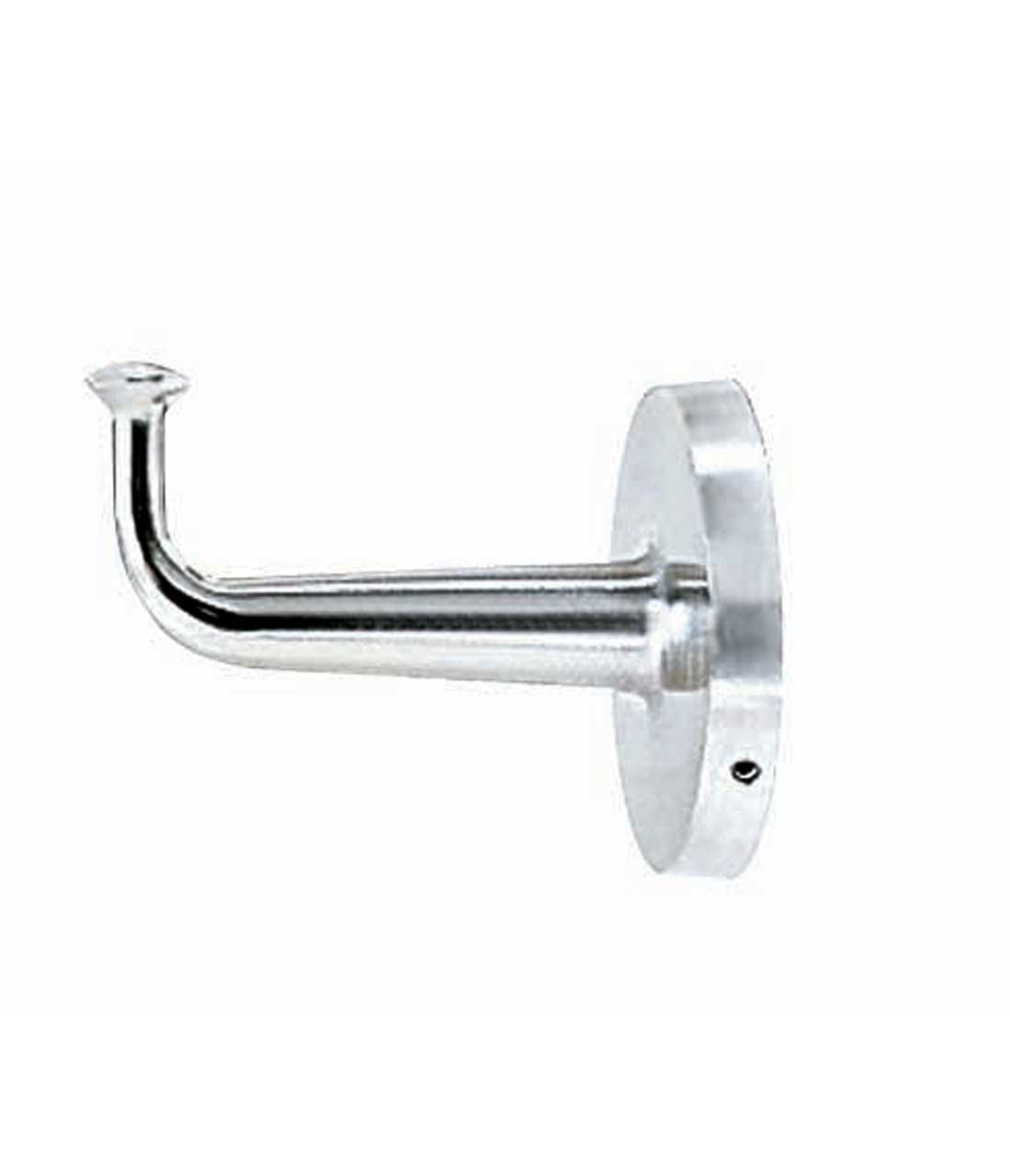 The Bobrick B-2116 is a heavy-duty clothes hook made of a brass casting with a satin nickel-plated finish.
