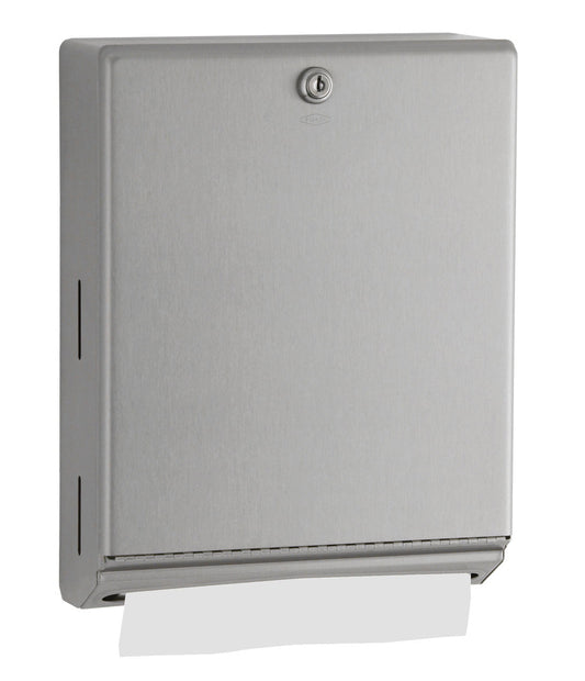The Bobrick B-262 is a surface-mounted paper towel dispenser.