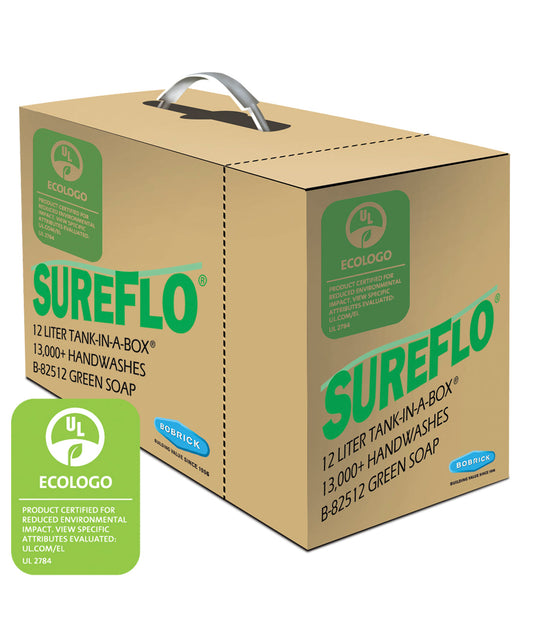 The B-82512 is a SureFlo  EcoLogo green foaming hand soap refill cartridge.